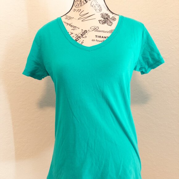 Be Yourself Women Teal Short Sleeve T-Shirt M - Picture 2 of 7